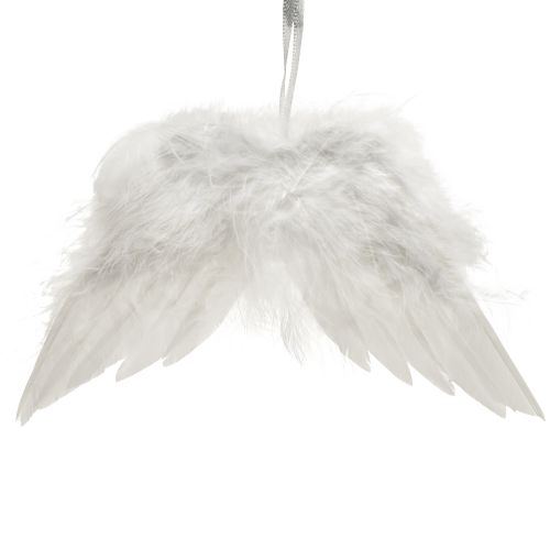 Romantische Engelsflügel aus Federn Weiß – Weihnachtsdeko zum Aufhängen 20×12cm 6St