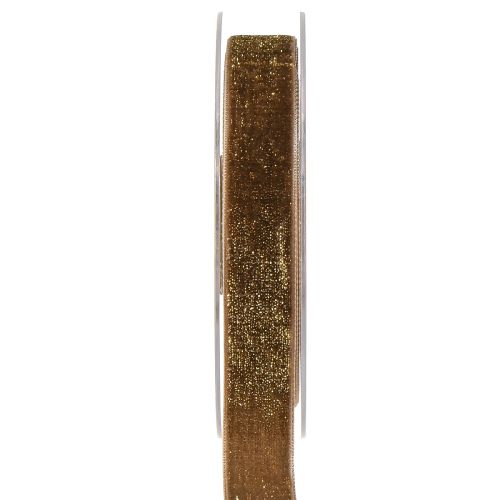 Samtband Glitter Braun Gold – Glamouröses Weihnachtsband 20mm 10m