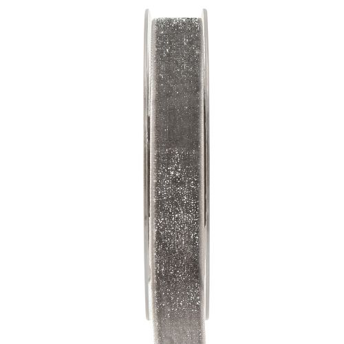 Samtband mit Glitter Dekoband Samt Grau Silber 20mm 10m