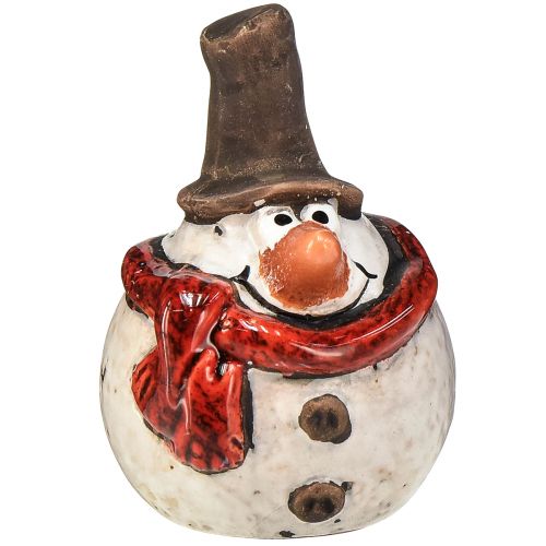 Keramik Schneemann Figur, Weiß, 6,9cm – Winterliche Weihnachtsdeko – 6 St