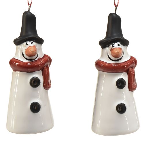 Fröhliche Schneemann-Hängedeko im 2er-Set – Weiß mit rotem Schal und schwarzem Hut, 7.5 cm – Perfekt für festliche Weihnachtsbäume