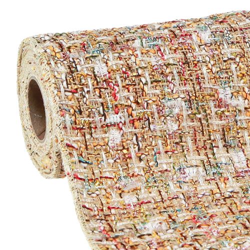 Floristik24 Tischband Beige Bunt Glitter Vintage Retro B19cm L1,5m