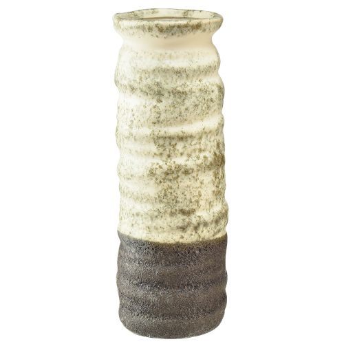 Vase Keramik Deko für Trockenfloristik Creme Graugrün H34cm