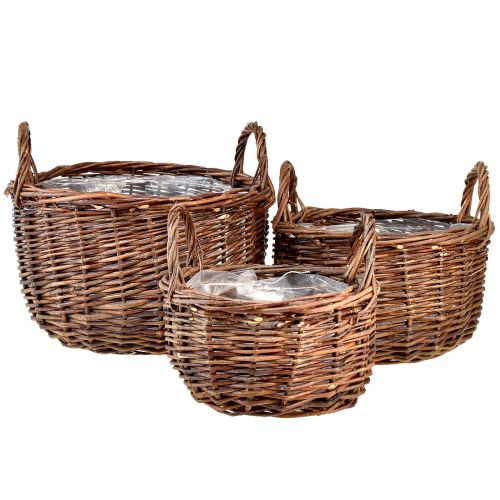 Vielseitiges Set runder Weidenkörbe mit Henkeln – 3 Größen (30cm, 26cm, 20cm) – Perfekt für Aufbewahrung und Heimdekoration