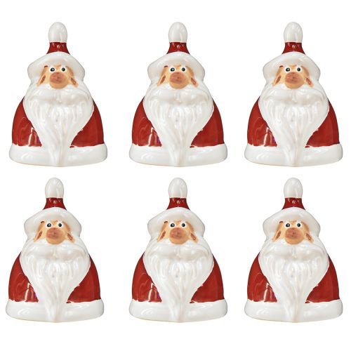 Artikel Keramik Weihnachtsmann Figur, Rot-Weiß, 6,4cm – Festliche Weihnachtsdeko – 6 St