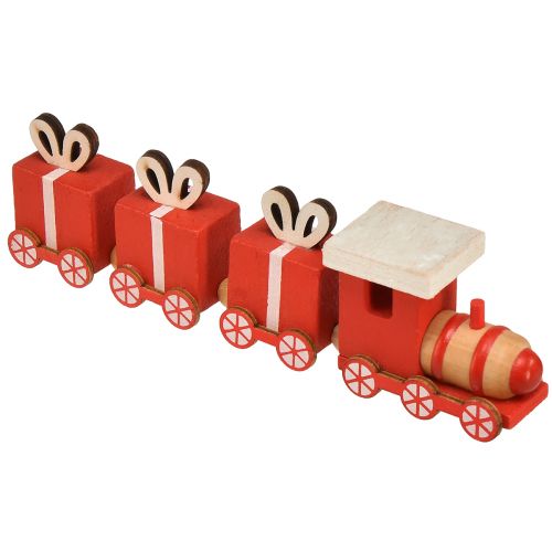Holzzug mit Geschenkboxen, Rot-Weiß, 2er Set, 18x3x4,5 cm - Weihnachtsdekoration