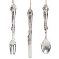 Floristik24 Besteck Deko zum Hängen Metalloptik Silber 14cm 12 St