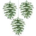 Floristik24 Christbaumschmuck Deko Zapfen Glitter Mint H7cm 6St