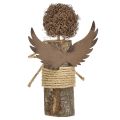 Floristik24 Engel mit Locken Holz Deko Weihnachten Natur H15cm 3St
