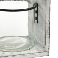 Floristik24 Rustikale Glasbehälter-Set im grau-weißen Holzständer – 27,5x9x11 cm – Vielseitige Aufbewahrungs- und Dekolösung