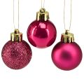 Floristik24 Mini Christbaumkugeln Pink Bruchfest Ø3cm H3,5cm 14St