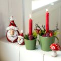 Floristik24 Niedliche Keramik Weihnachtsmann Figur, Rot-Weiß, 10cm - 4er Set, Perfekte Weihnachtsdeko