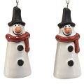 Floristik24 Fröhliche Schneemann-Hängedeko im 2er-Set – Weiß mit rotem Schal und schwarzem Hut, 7.5 cm – Perfekt für festliche Weihnachtsbäume