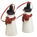 Floristik24 Fröhliche Schneemann-Hängedeko im 2er-Set – Weiß mit rotem Schal und schwarzem Hut, 7.5 cm – Perfekt für festliche Weihnachtsbäume